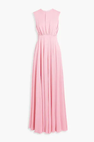 Giordana gathered hammered silk-satin maxi dress