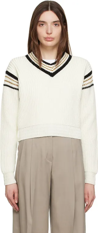Golden Goose White V-Neck Sweater