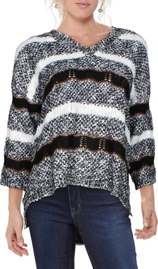 Womens Pattern Pullover V-Neck Sweater
