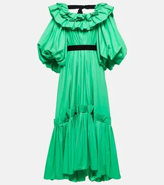 Zahara pleated cotton maxi dress