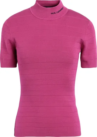 Mockneck Knit Top Turtleneck Fuchsia
