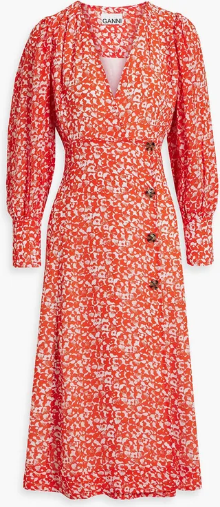 Printed crepe midi dress