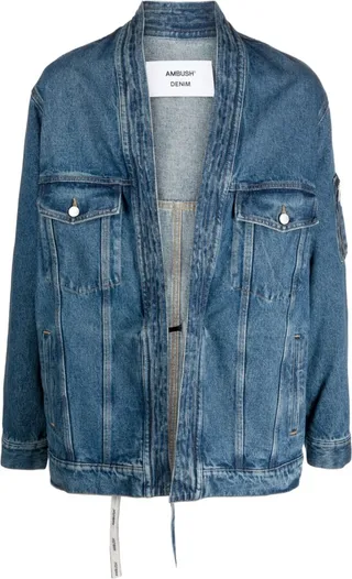 Kimono washed denim jacket
