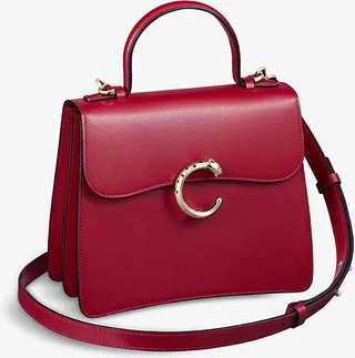 Womens Cherry Red Panthère de Small Leather Cross-body bag