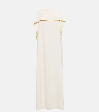 Draped twill slip dress