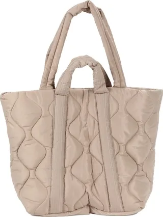Topshop Puffy Onion Quilt Large Tote Handbag Beige