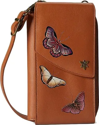 Anuschka Crossbody Phone Case 1173 (Butterfly Honey) Handbags