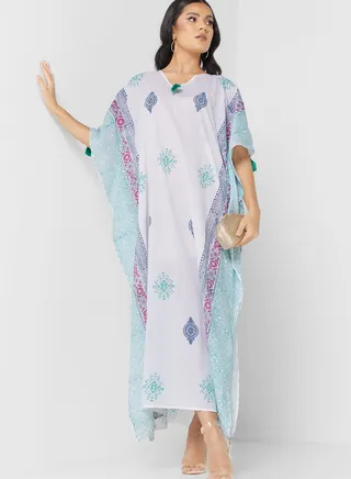Flared Sleeve Printed Kaftan