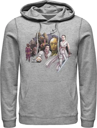 Men's Star Wars: The Rise of Skywalker Character Cartoon Pull Over Hoodie - Athletic Heather - 2X Large
