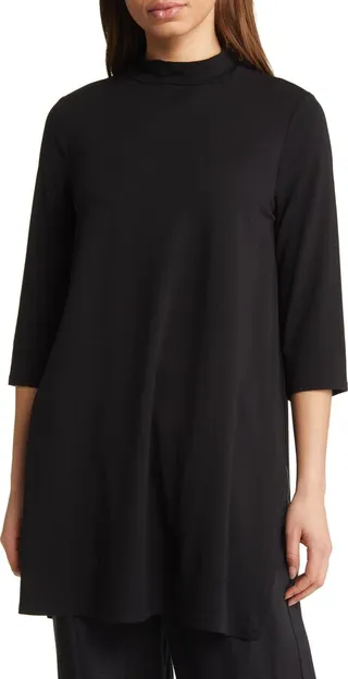 Mock Neck Jersey Tunic Top