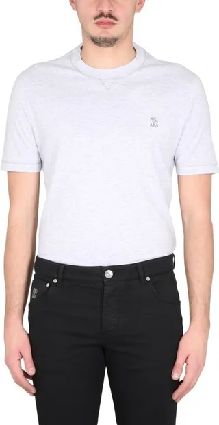 Brunello Cucinelli Logo Embroidered Crewneck T-Shirt