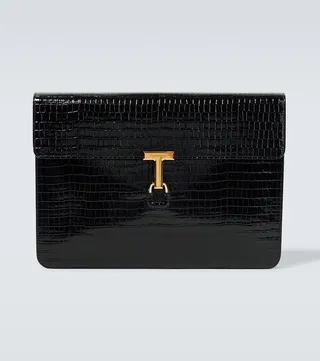 Croc-effect leather portfolio