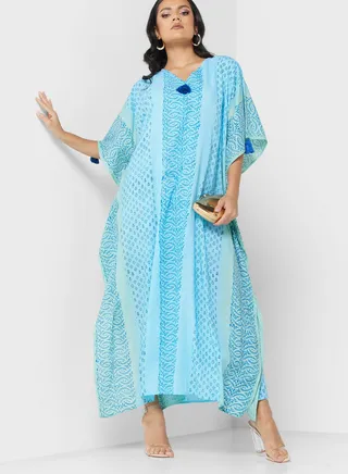 Flared Sleeve Printed Kaftan