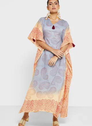 Cape Sleeve Printed Kaftan