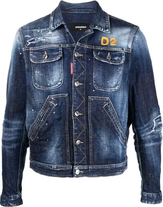 Embroidered-Logo Denim Jacket