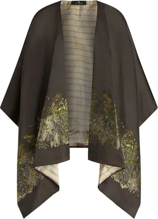 Nature Embroidered Cape Coat