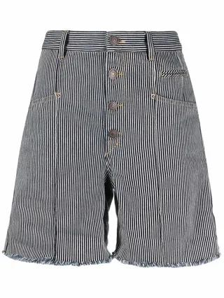 High-Waisted Button-Fastening Shorts