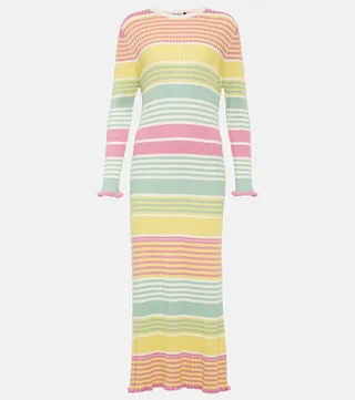 Miller striped ribbed-knit midi dress