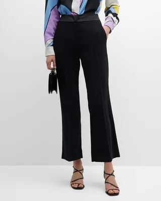 Dida Cropped High-Rise Satin Crepe Trousers