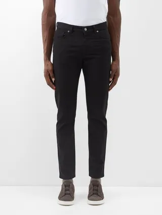 Leather-patch Tapered-leg Jeans