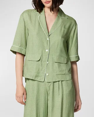 Leon Geometric-Print Button-Down Shirt