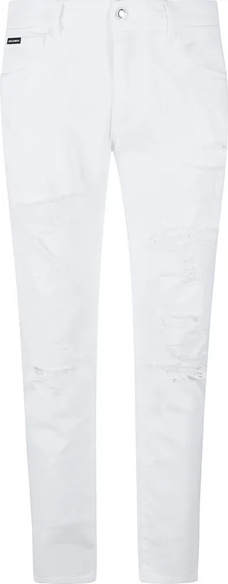 Distressed Effect 5 Pockets Plain Jeans