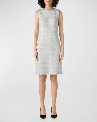 Metallic Eyelash Tweed Knit Dress