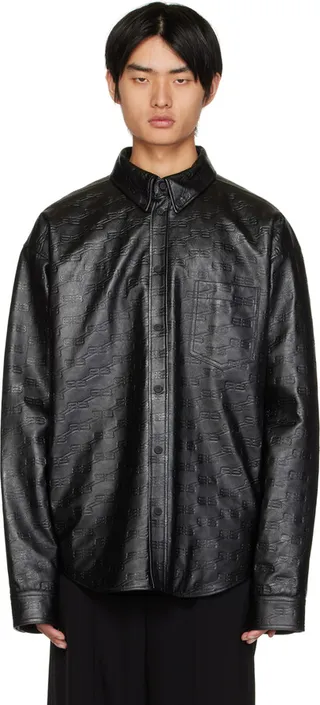 Balenciaga Black BB Monogram Leather Jacket