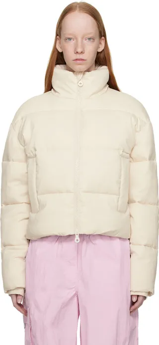 Girlfriend Collective Off-White Cropped Puffer Jacket
