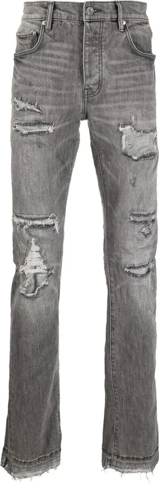 Distressed Straight-Leg Jeans