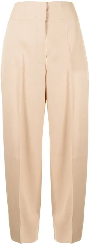 High-Waisted Tapered Wool Trousers