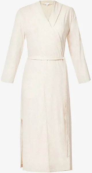 Womens Oatmeal Heather Carina Maxi Organic-cotton Robe