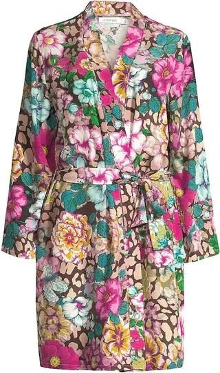 Evelyn Belted Floral-Print Silk Robe