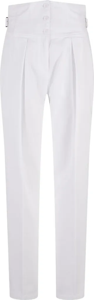 White High Waisted Carrot Trousers