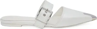 Alexander Mcqueen Leather Metal-Cap Mules