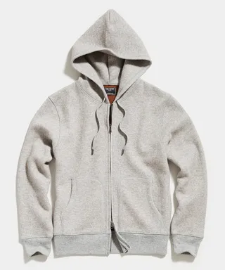 Italian Heather Grey Cashmere Full Zip Hoodie