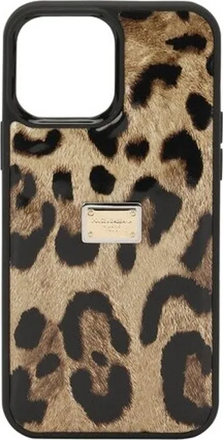 Leopard-print polished calfskin iPhone 14 Pro Max cover