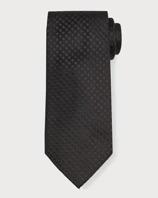 Men's Diamond Check Silk Jacquard Tie