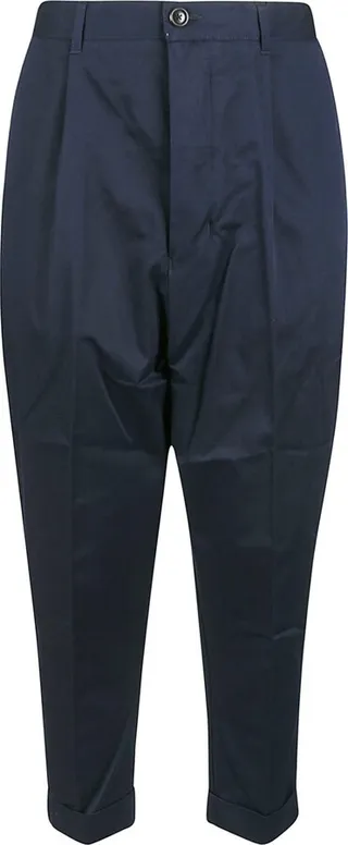 Wide Leg Plain Cropped Trousers