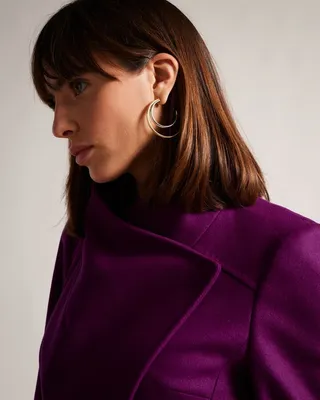Short Wool Wrap Coat in Purple