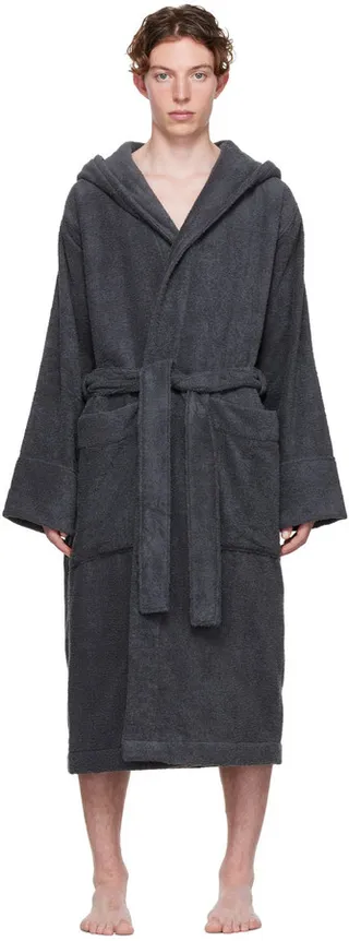 Tekla Black Organic Cotton Bathrobe