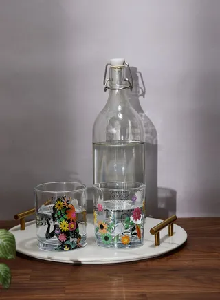 Alice In Wonderland Set Of 2 Glass