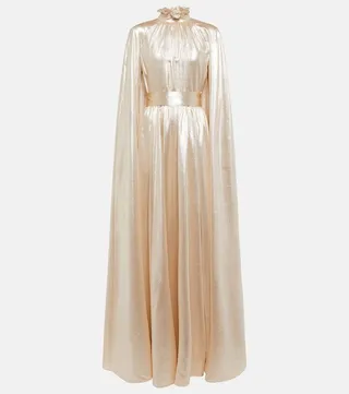 Macie lame cape gown