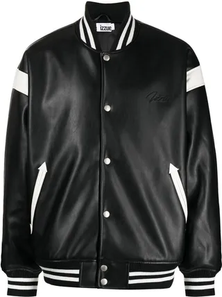 Faux-Leather Bomber Jacket