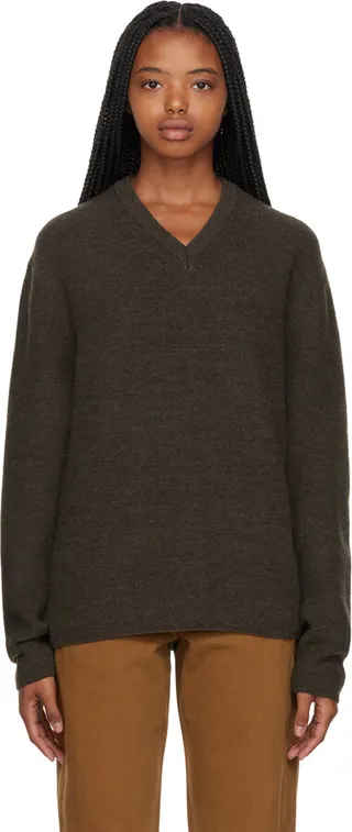 LEMAIRE Brown V-Neck Sweater