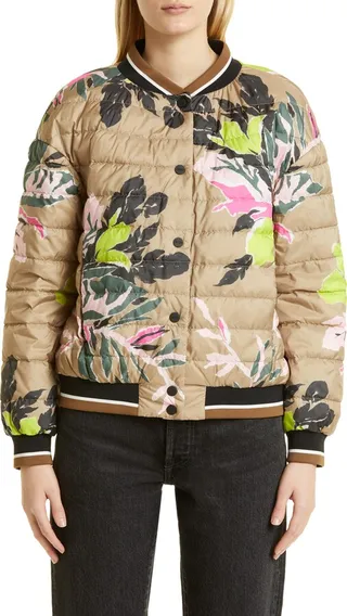 Reversible Floral Down Bomber Jacket