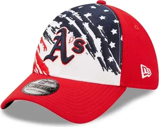 Men's New Era Red Oakland Athletics 2022 4th of July 39THIRTY Flex Hat