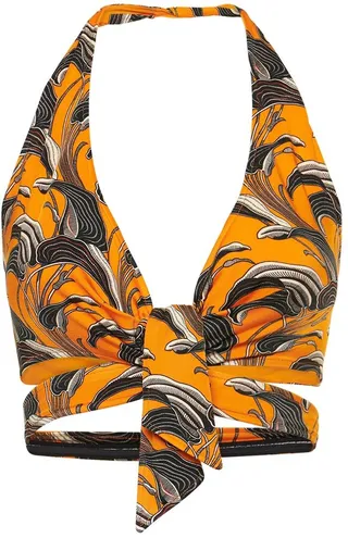 Hawaii printed viscose halter crop top