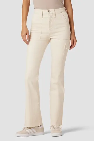 Hudson Jeans Faye Utility Ultra High-Rise Bootcut Jeans - Egret