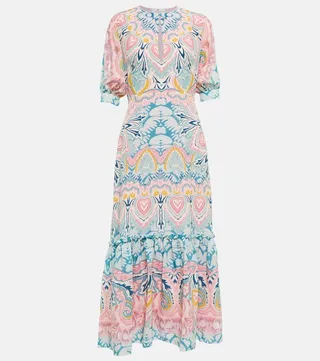 Printed silk midi dress